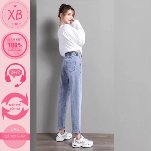 Quần jeans baggy 2 cúc lưng chun dễ mặc dễ phối đồ phong cách trẻ trung