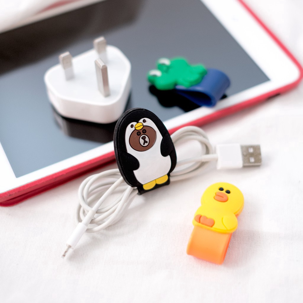 Phụ Kiện Dây Cáp Sạc Và Tai Nghe mini Họa Tiết Hoạt Hình Dễ Thương Nhỏ Gọn