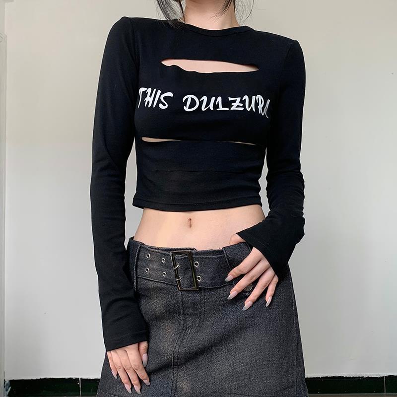 Áo Tay Dài Cổ Tròn In Chữ Thời Trang Đường Phố Cá Tính Cho Nữ