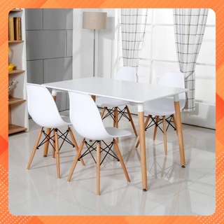 Bàn ăn eames chân gỗ nhập khẩu