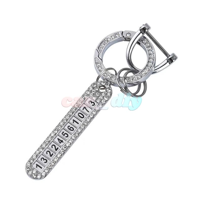 Mới Móc Chìa Khóa Gắn Số Điện Thoại Pha Lê Sang Trọng Chống Thất Lạc Dùng Làm Quà Tặng