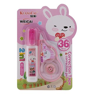 🔹 Vỉ 2 Cây Bút Xóa Kéo + Nước Kuangcai Kc-2020. [Có 3 Màu : Hồng - Vàng - Xanh Dương]