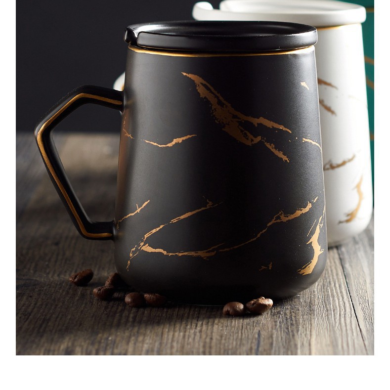 Cốc đựng Cafe Dung Tích 400ml Gốm Sứ Vân Đá Cẩm Thạch Cao Cấp