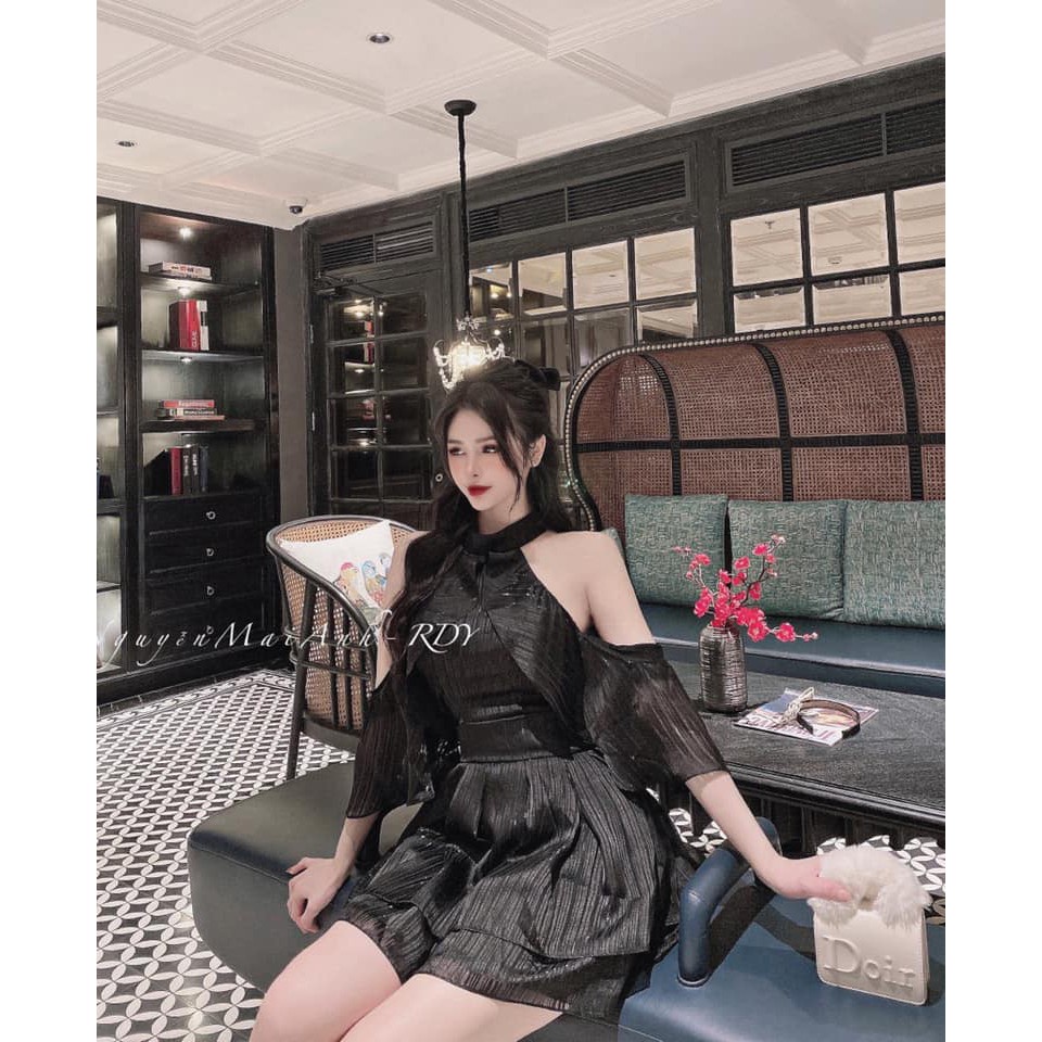 [ MÃ DATAS20K3DT GIẢM 20% ĐƠN 500K ] Jumpsuit tơ dáng xòe khoét vai