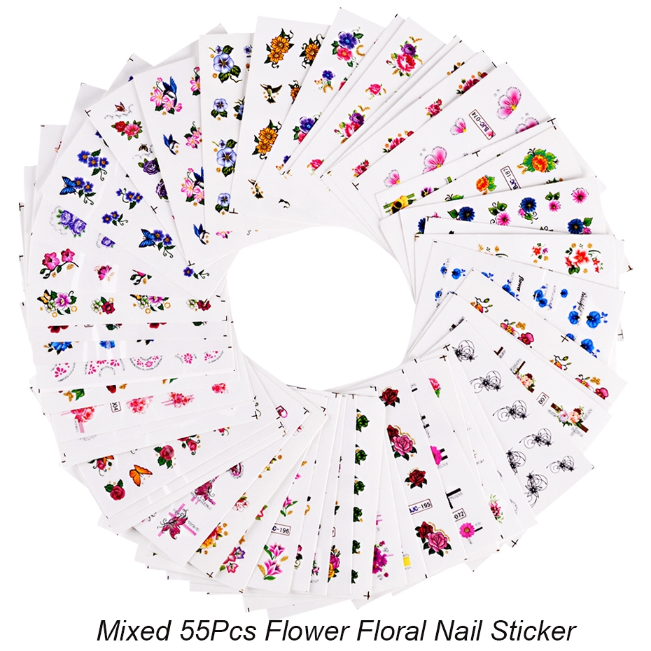 [Hàng mới về] 55 miếng dán hình hoa trang trí móng tay