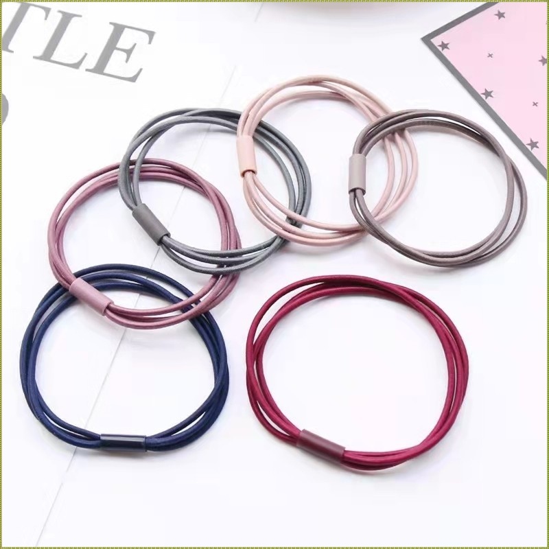 SET 10 Dây buộc tóc, chun buộc tóc 3 sợi siêu dai nhiều màu