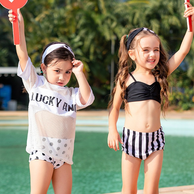 Đồ bơi bé gái 2 mảnh kèm áo lưới 2-5 tuổi