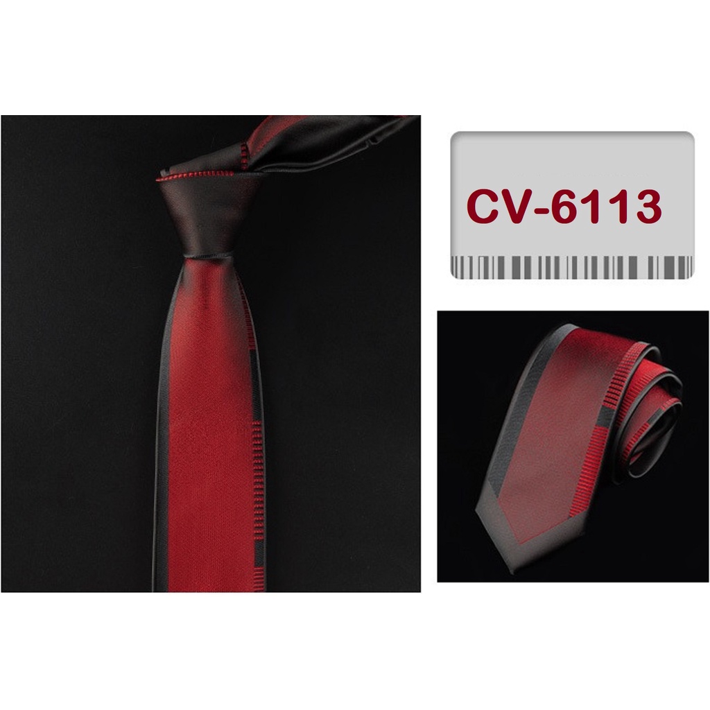 Cà vạt cao cấp màu đỏ bản nhỏ 6cm, phong cách thời trang lịch lãm, sang trọng