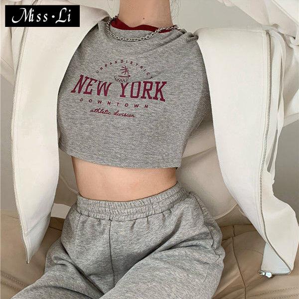 Hàng Có Sẵn Bán Chạy~ins Áo Thun Ôm Dáng Tay Dài Ôm Ngực Ngực Ngắn Xuân Thu Xuân Thu Phong Cách Âu Mỹ Cho Nữ Sinh