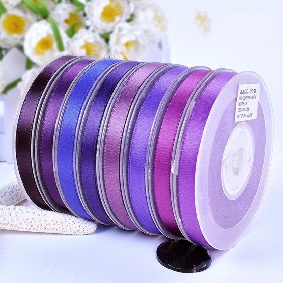 Ruy băng satin lụa bóng hai mặt tông màu tím 25mm phụ kiện thời trang tóc handmade dây gói quả trang trí#420-477