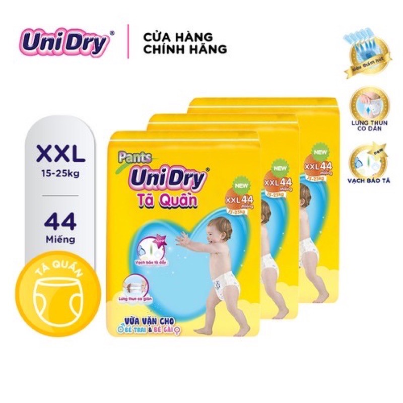 ( tặng 1 gối tựa lưng) combo 3 tã quần Unidry size M60/L54/XL48/XXL44