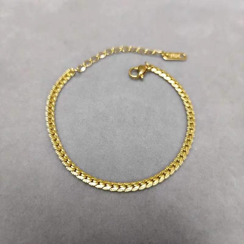 Dây chuyền / vòng tay bằng thép titan mạ vàng 18k không phai màu phong cách Âu Mỹ thời trang dễ phối đồ cho cặp đôi