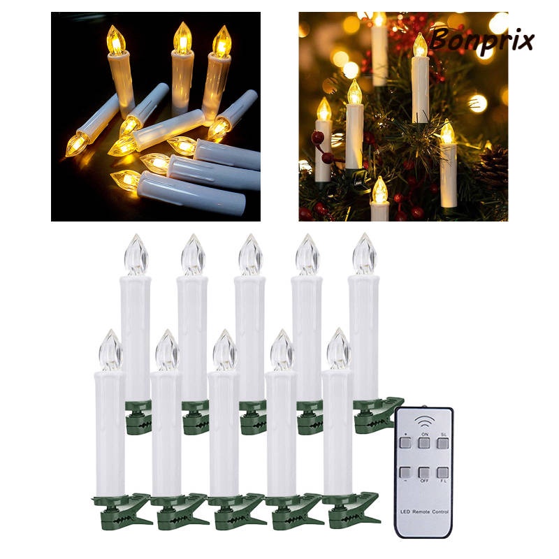 Đèn LED hình nến điều khiển từ xa ánh sáng ấm áp 10cm có chế độ hẹn giờ dùng trang trí tiệc sinh nhật/ Noel/ nhà hàng
