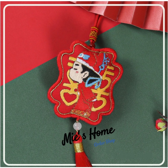 Màu đỏ cưới / chú rể và cô dâu series thêu túi thơm thủ công Hôn nhân an toàn diy thêu nguyên liệu  Mie Handmade Shop