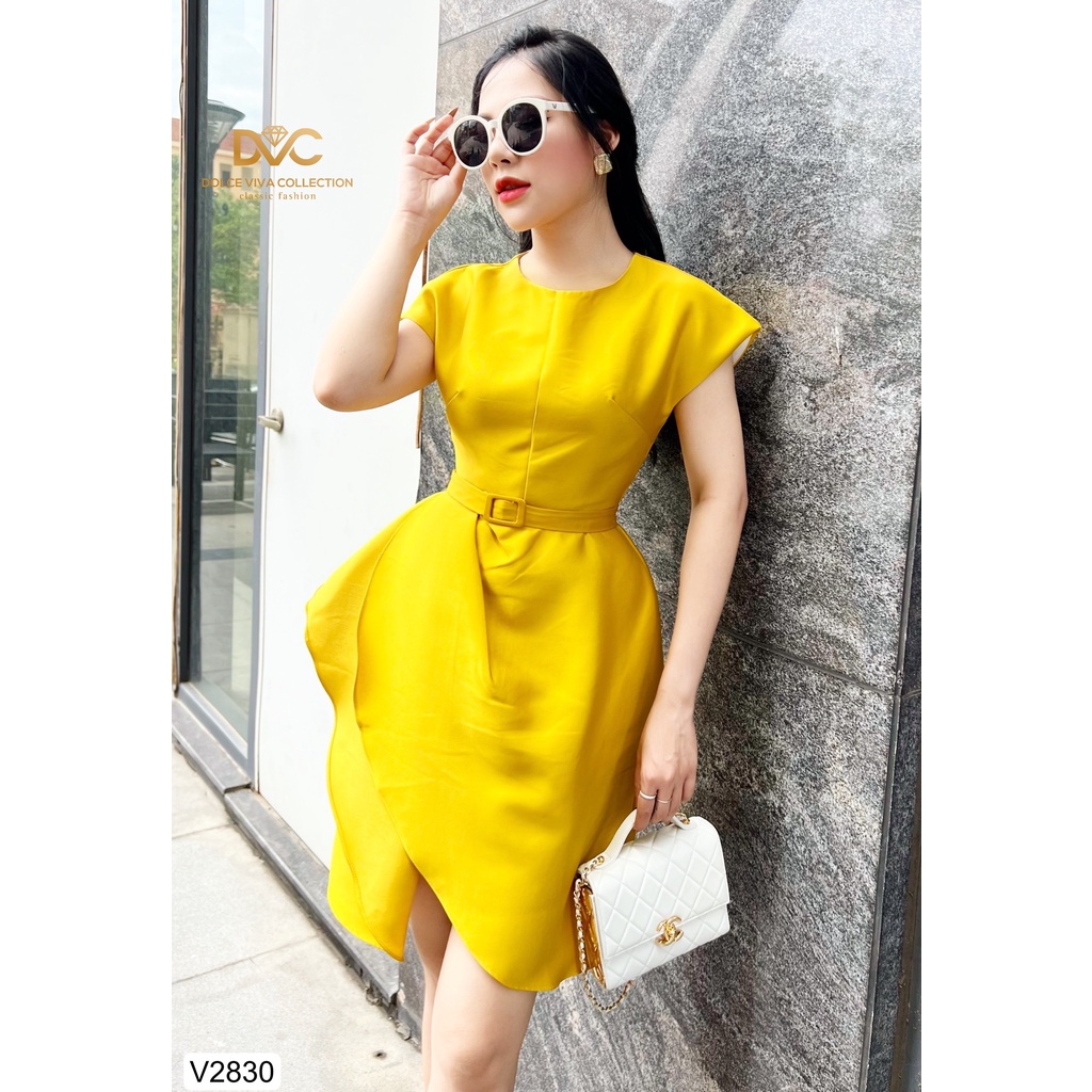Váy tafta vàng thiết kế cao cấp V2830 - DVC