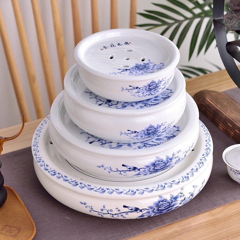 Khay Trà, Thuyền Trà Dưỡng Ấm Tử Sa, Đế kê lót ấm chén bằng Sứ Trắng Giang Tây tặng kèm Bộ dụng cụ và Khăn lau