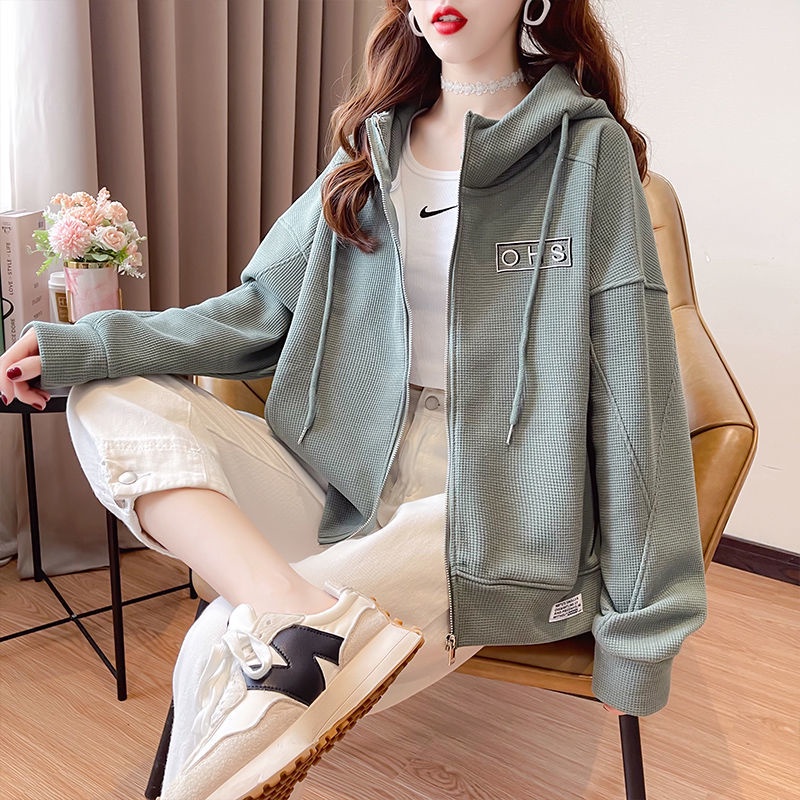 Áo khoác bóng chày có nón dáng rộng vải lông cừu dày thời trang mùa đông mới cho nữ