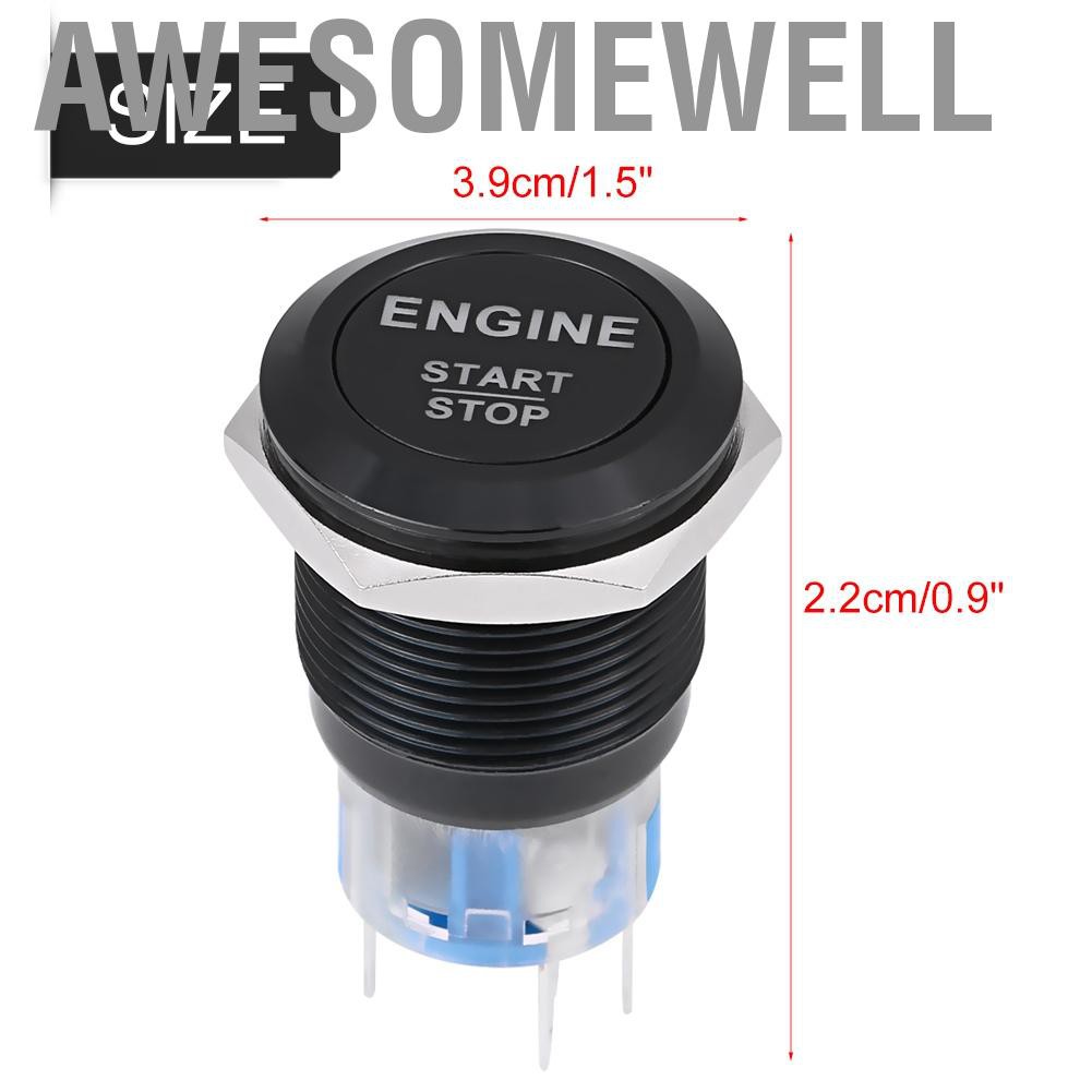 Nút nhấn khởi động xe ô tô 19mm 12v led trắng / đen