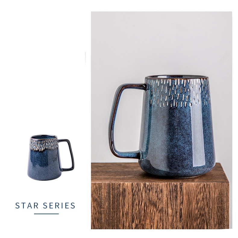 Ly sứ cốc nước gốm sứ lò nung màu retro siêu to 700ml