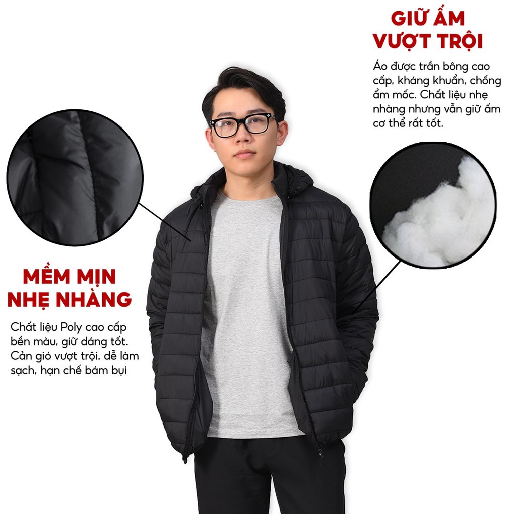 Áo Phao Nam siêu nhẹ siêu ấm dày 3 lớp Có 4 túi Hàng Chất Lượng Cao