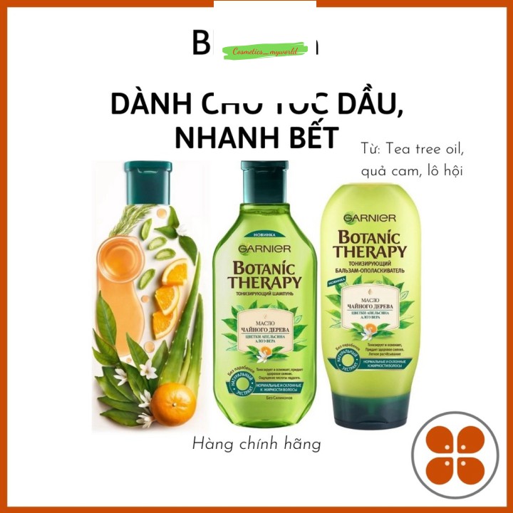 [Mã giảm giá mỹ phẩm chính hãng] Bộ dầu gội kiềm dầu Tea tree Botanic Therapy GARNIER