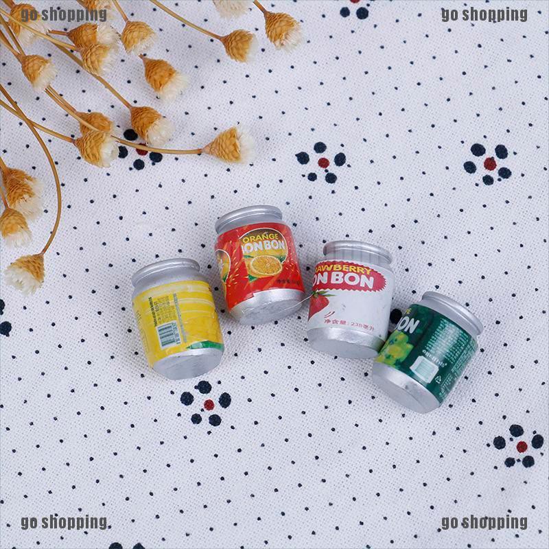 {go shopping}4Pcs 1:12 Dollhouse miniature drink cans doll house kitchen accessories