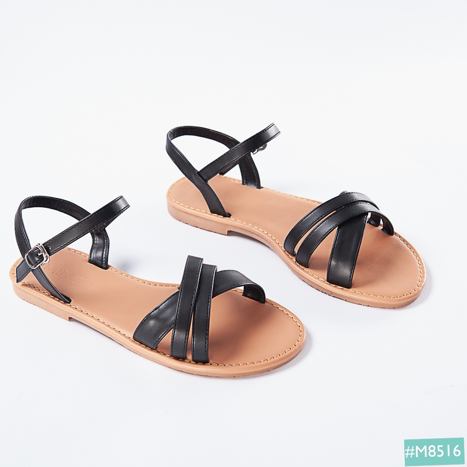 Sandal Nữ Quai Chéo Đế Bệt Dây Mảnh MINSU M8516 Basic Style Hàn Quốc Đi Làm, Đi Chơi