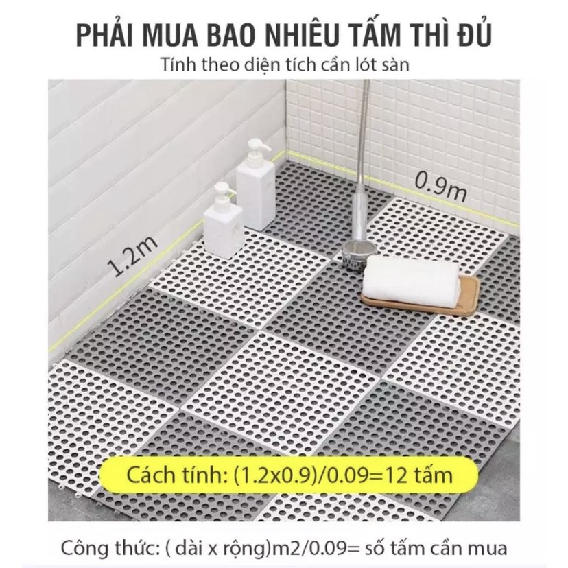 Tấm lót sàn nhà vệ sinh, nhà tắm 3T chính hãng - Chống trợn trượt - Nhựa PVC bền dẻo, dễ dàng tháo lắp, vệ sinh