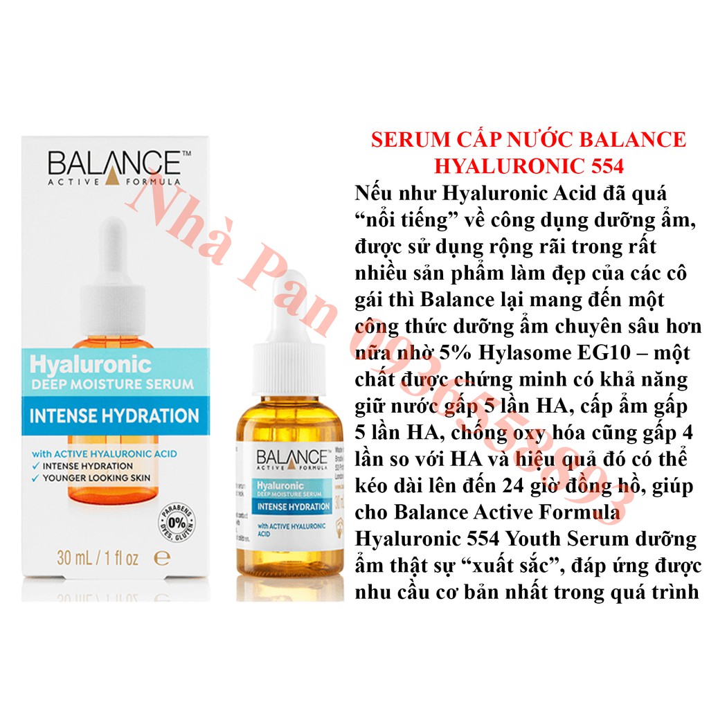 Serum cấp nước Balance Active Formula Hyaluronic 554 Youth Serum