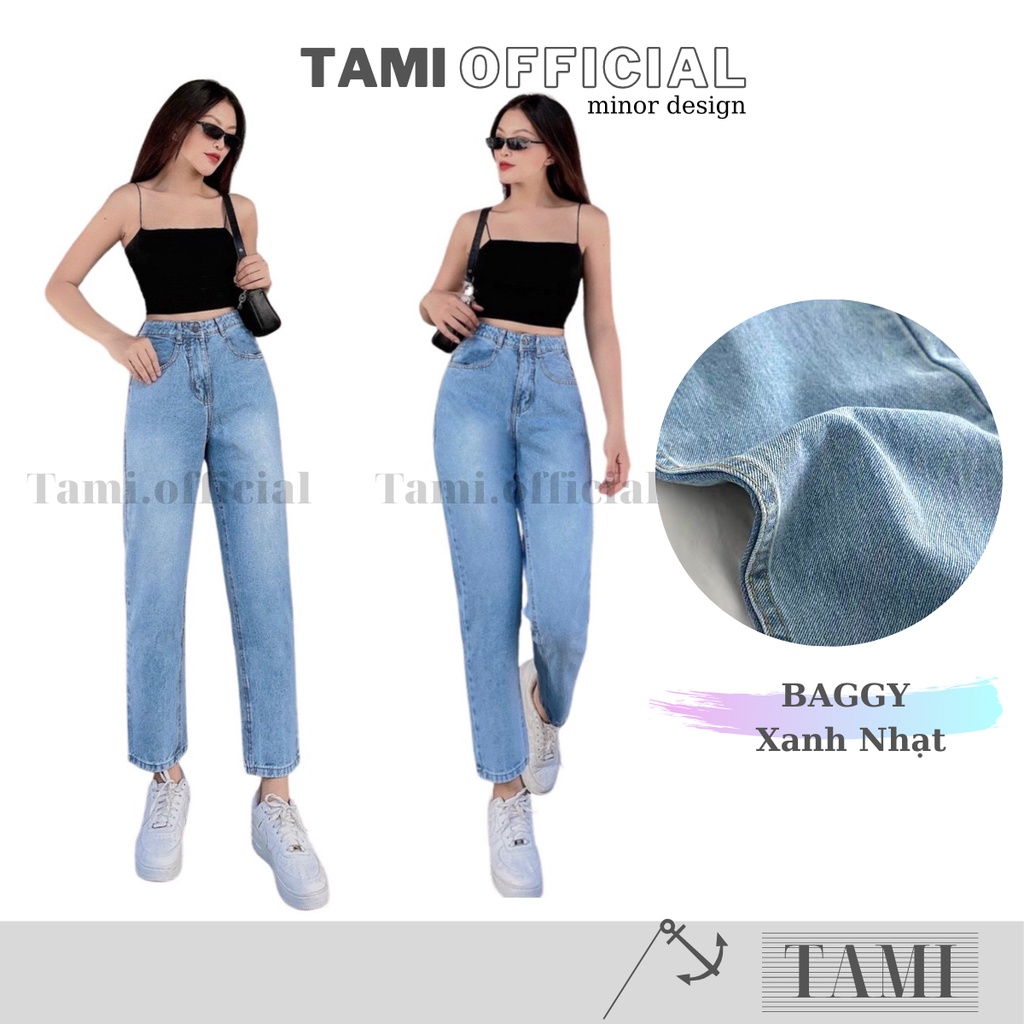 Quần Jeans BAGGY NỮ Xanh Nhạt BASIC Đáy Cao Siêu HÁCH DÁNG [ Tami Official ] | BigBuy360 - bigbuy360.vn