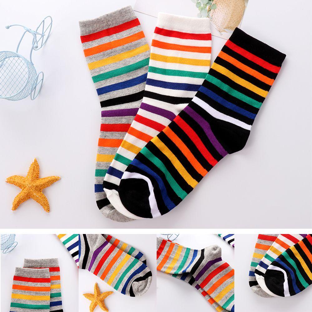 Vớ Cổ Trung Thoáng Khí Màu Cầu Vồng Thời Trang Cho Nữ