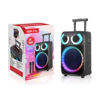 Loa kéo bass 40 party bluetooth karaoke NRD C15 công suất lớn BASS 40 300w tặng 2 mic không dây 10 chế độ đèn led