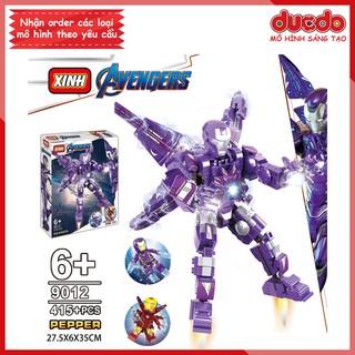 Xinh 9012 Lắp ghép Mech Pepper MK85 kèm Mini vợ chồng Iron Man - Đồ chơi Xếp hình Mô hình Minifigures