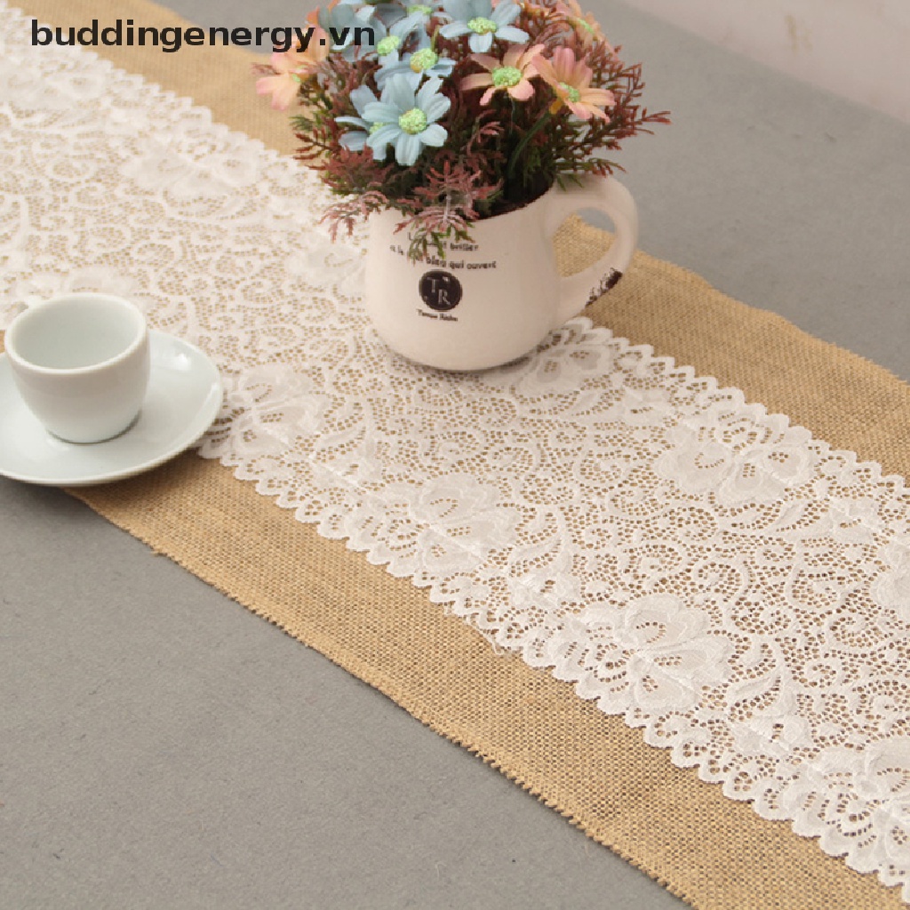 Khăn Trải Bàn Vải Bố Phối Ren Trang Trí