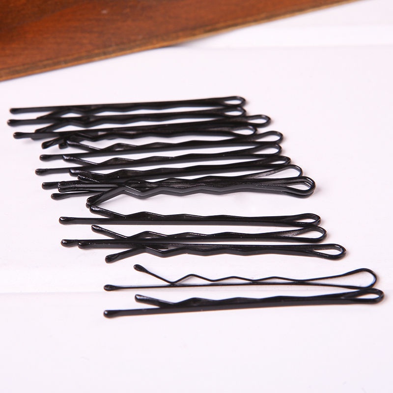 Set 60 Kẹp Tóc Mái Một Bên Vô Hình Bằng Kim Loại Màu Đen Vô Hình Cho Nữ
