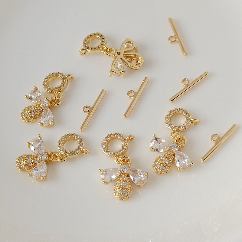 Khóa Cài Dây Chuyền / Vòng Tay Hình Ong Bằng Đồng Mạ Vàng 14k DIY