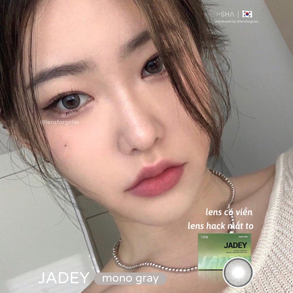 Lens hack mắt to có viền giãn tròng | Kính áp tròng Jadey Mono Gray chính hãng ISHA Made in Korea | Hsd 8-12 tháng