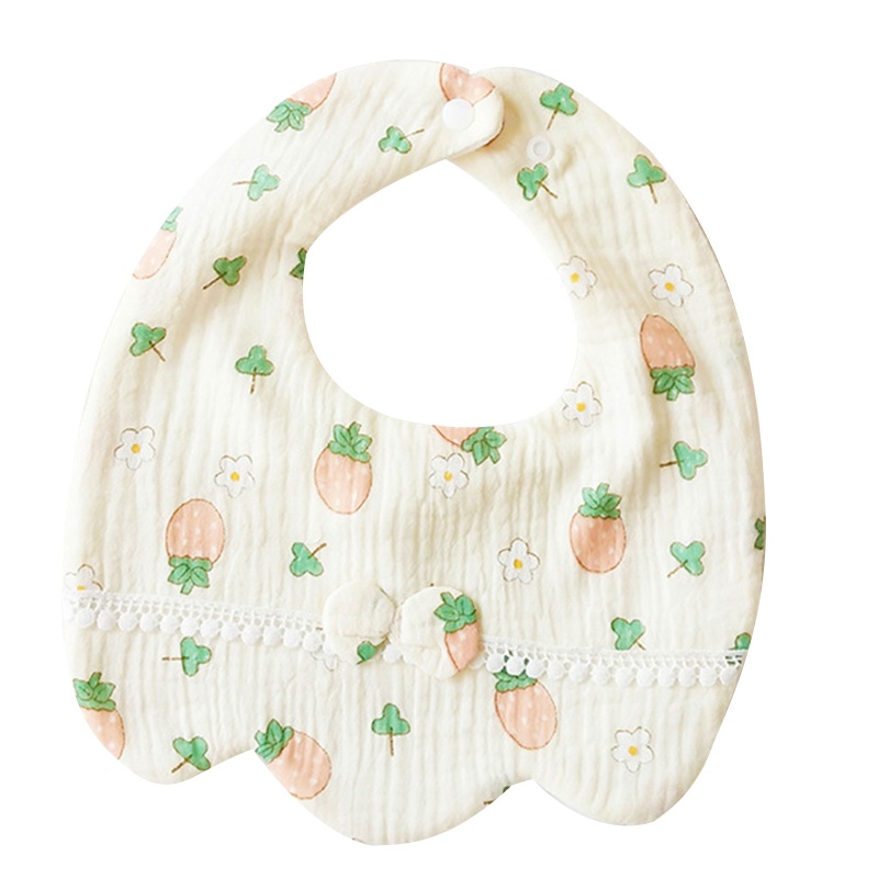 Yếm Ăn Cotton Họa Tiết Dâu Tây / Cherry Hoạt Hình Dễ Thương Cho Bé Sơ Sinh