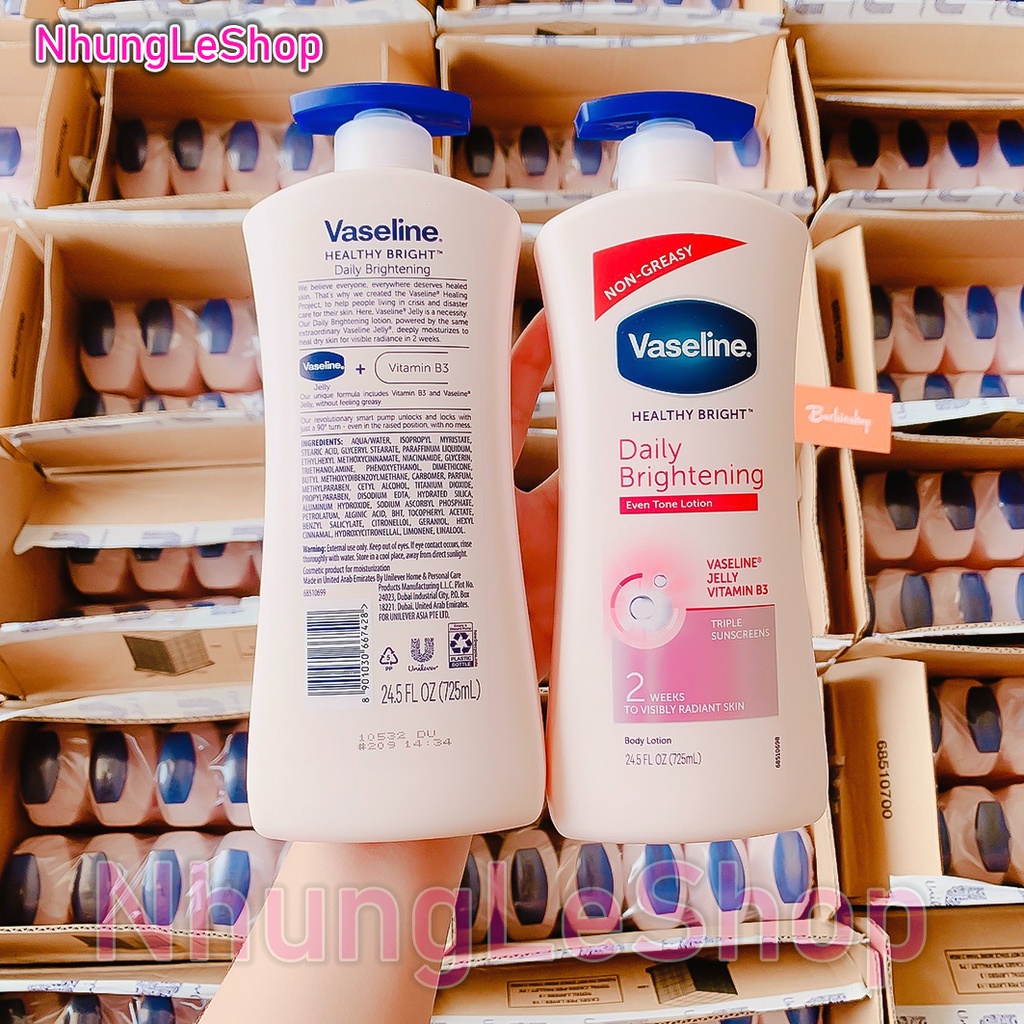 [Auth] Sữa Dưỡng Thể Cấp Ẩm Và Trắng Sáng Da Vaseline Healthy Bright Daily Brightening 725ml Mỹ