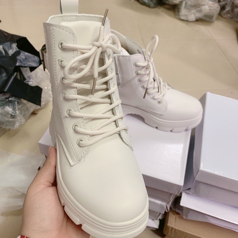 Bốt cao cấp cổ chu đai cài đế ulzzang cao 5p max tôn dáng kéo dài chân
