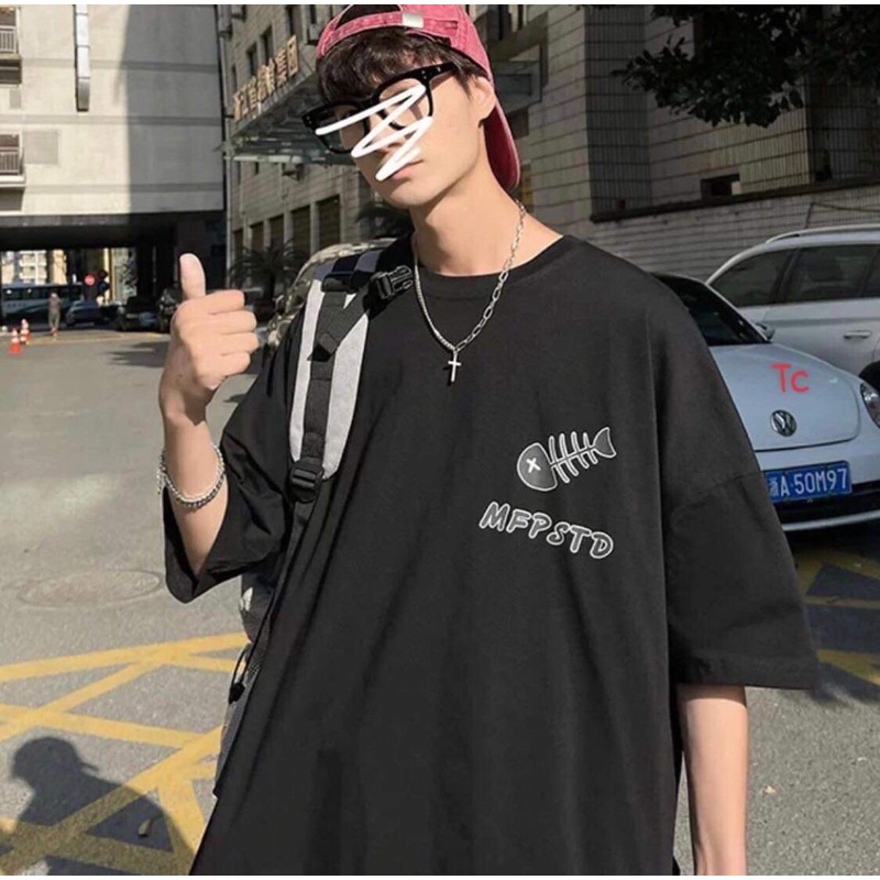 Áo thun tay lỡ mèo và cá TC12