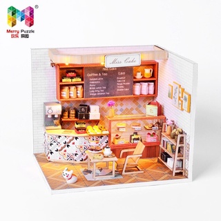 Mô hình lắp ráp tiệm bánh bằng gỗ có đèn