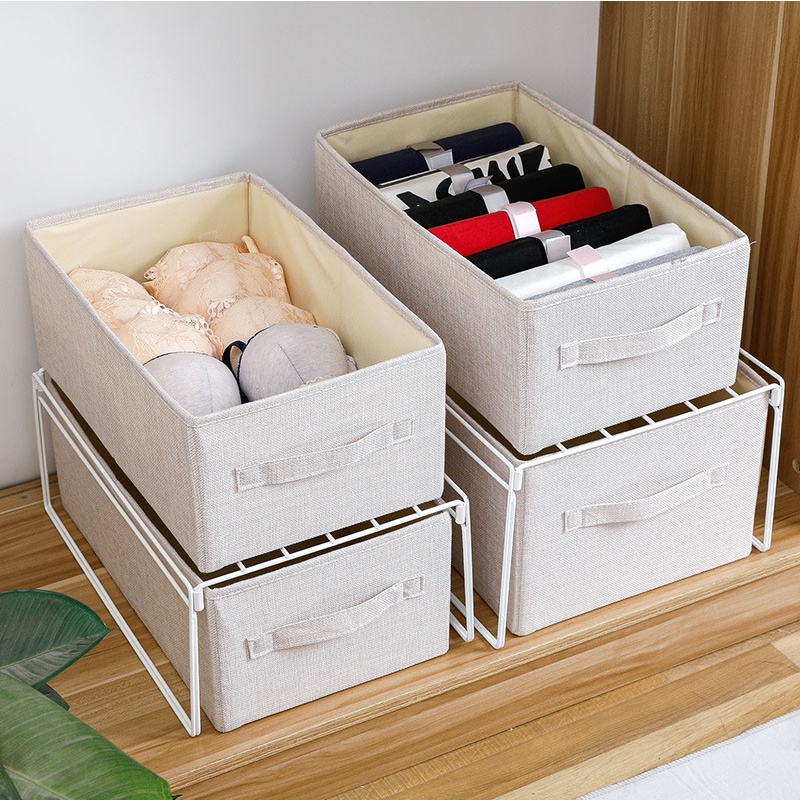 Kệ chia ngăn tủ quần áo chất liệu thép mạ sơn tĩnh điện, giá đỡ hộp đựng quần áo gấp gọn BeeJoo