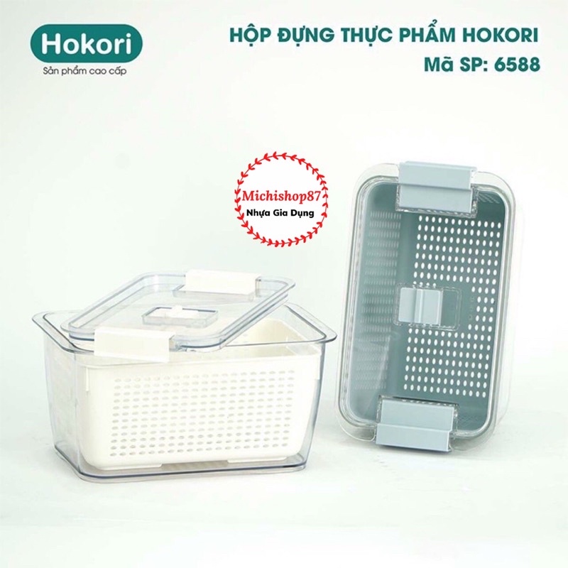 Hộp Đựng Thực Phẩm 2 Lớp TO Cao Cấp Nhựa Việt Nhật, Hộp Bảo Quản Rau Củ Để Tủ Lạnh Quả Kèm Rổ Có Lỗ Thoát Nước Tiện Lợi