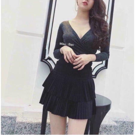 Chân Váy Nữ 💖FREESHIP💖 Chân Váy Cá Tính Xếp Ly 2 Tầng Có Quần Trong SP12