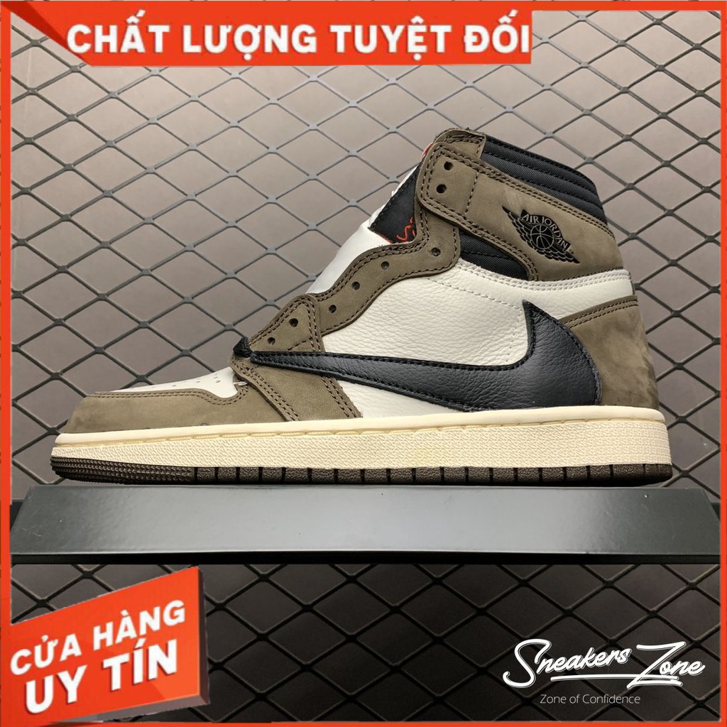 (FREESHIP+HỘP+QUÀ) Giày thể thao Sneakers AIR JORDAN 1 Retro High Travis Scott Xám nâu