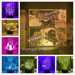 Đèn Ngủ 3D Cảm Ứng Thông Minh + Điều Khiển Từ Xa 16 Màu Sắc Jujutsu Kaisen Yuji Itadori Gojo Satoru Ryomen Sukuna