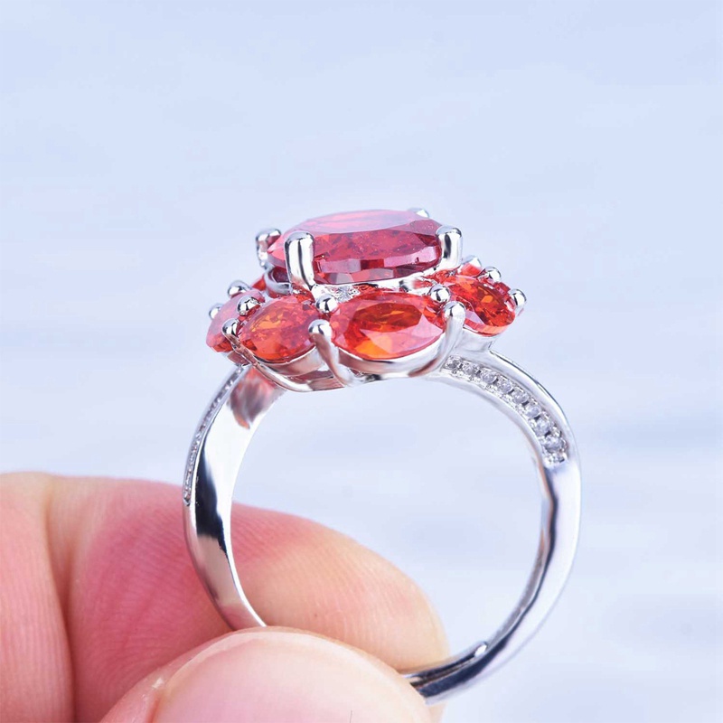 Nhẫn đính đá zircon đỏ thời trang