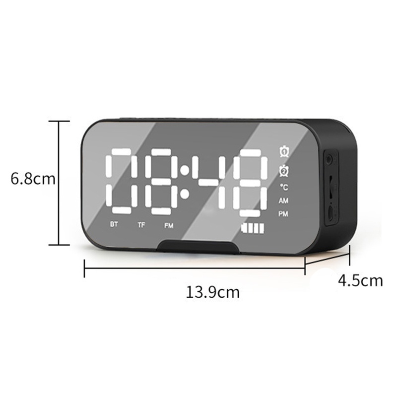 Loa Bluetooth Kỹ Thuật Số Không Dây Tích Hợp Đài FM / Đồng Hồ Báo Thức Màn Hình LED Sạc USB Cho Điện Thoại