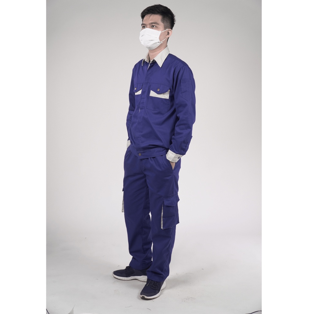 Quần Áo Bảo Hộ Lao Động Nam, Đồng Phục BHLĐ Công Nhân Tay Dài Vải KAKI Hàn Quốc B01.0104-26